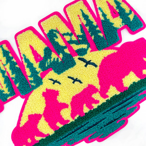 Patch brodé en chenille haute définition avec lettres 'Mama' et motif 'Ours brosse à dents', personnalisable par le fabricant, prix usine - Product Image 3