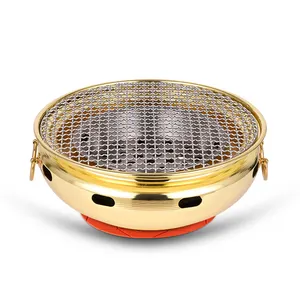 Koreaanse Ronde Outdoor Bbq Grills Restaurant Commerciële Houtskool Grill Rook Uitlaat Non Stick Japanse Bbq Grill