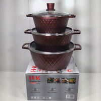 Ensemble de casseroles en fonte antiadhésive HK, 6 pièces, ensemble de casseroles antiadhésives pour la cuisine, ensemble de casseroles en filet pour la cuisson, casseroles en fonte
