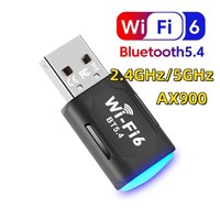 Adaptador USB WiFi 6 2 en 1, AX900M BT 5.4 de Doble Banda, Tarjeta de Red Inalámbrica WiFi de 900 Mbps, Adaptador 5.4 de 900M para PC