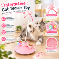 Jouet interactif pour chat à LED, bâton de stimulation à ventouse, rotation à 360°, lumineux dans le noir, en TPR durable pour chats d'intérieur et chatons