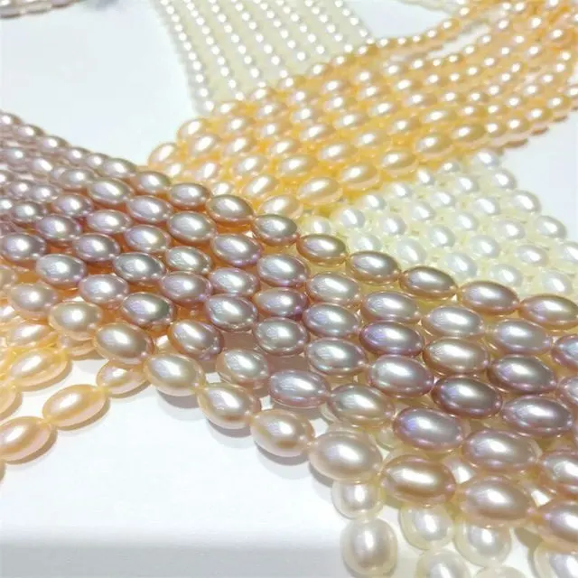 100 FRESHWATER PEARL ,7-8mm AAA grade high quality rice shape pearl loose wholesale freshwater pearl