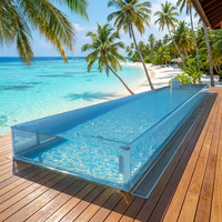 Feuille de verre trempé ultra-clair sur mesure pour panneau mural de piscine transparent, bord poli, faible teneur en fer
