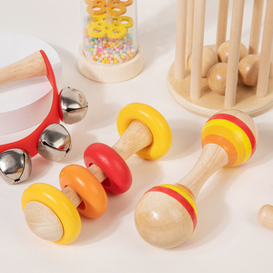 Juego <span class=keywords><strong>de</strong></span> 7 Juguetes <span class=keywords><strong>de</strong></span> Madera Natural para Bebés, Promueven el <span class=keywords><strong>Desarrollo</strong></span> Sensorial, Sonajeros Orgánicos para Recién Nacidos y Juguetes Musicales Montessori - Product Image 5