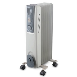 Radiatore a olio 1500W, 7 elementi, 3 potenze, con ruote, termostato regolabile, indicatore luminoso, 59x32.5x24 cm, ideale per - Product Image 1