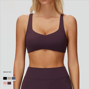 Reggiseno Sportivo da Donna con Logo Personalizzato, Scollo a V, Spalline Incrociate, Leggero, Traspirante, Semplice, ad Alto Supporto, con Logo Frontale per Abbigliamento Atletico - Product Image 3