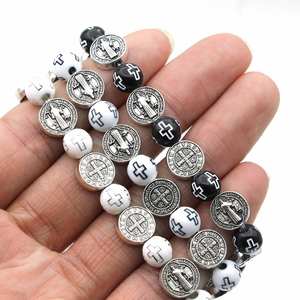 Wholesale Catholic <b>Beaded</b> <b>Bracelet</b> Cross Beads St. Benedict Medal Rosary <b>Bracelets</b> Antique <b>Silver</b> Plated Religious Gifts - Product Image 4