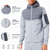 Veste matelassée légère à capuche pour homme, vêtements de sport d'hiver pour l'extérieur, veste de course hybride matelassée thermique réfléchissante avec fermeture éclair coupe-vent