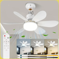 Ventilateur de Plafond LED Moderne Dimmable avec Lampe E27, 5/6 Pales Démontables, 3 Vitesses de Vent, Télécommande et Lumière Intégrée