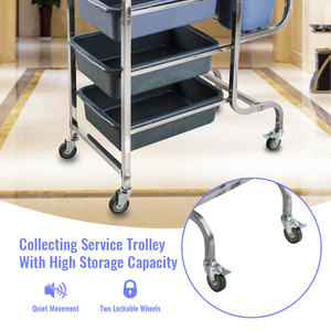 New Arrival Heavy-Duty Three-Tier Kitchen Serving Trolley Large Push <strong>Cart</strong> for Hotel &amp; Restaurant Catering &amp; Cleaning <strong>Services</strong> - Product Image 4