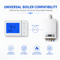 Termostato Inteligente HYSEN HY01BW con Pantalla Táctil LCD, Programable Semanalmente, para Caldera de Gas de Pared