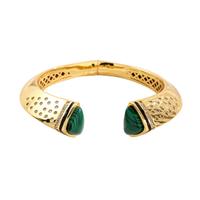 Bracelet luxueux géométrique exagéré en zircon triangulaire pavé, motif zèbre, pierres de malachite