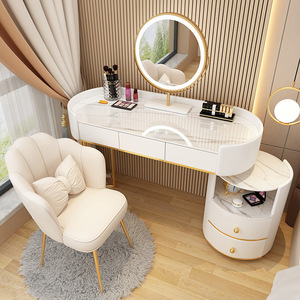 Espejo LED Moderno Ajustable con Iluminación, Tocador de Madera de Pino Sólido con Almacenamiento para Hotel, Apartamento, Dormitorio, No Requiere Instalación - Product Image 2