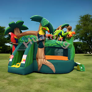 Casa de gorila inflable Huatong comercial, Castillo de salto de loro con tobogán, castillo inflable combinado con estampado de bosque para niños - Product Image 2