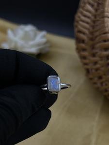 925 Sterling <b>Silver</b> <b>Boho</b> Eternity Vermeil <b>Ring</b> Classic Bezel Setting Rainbow Moonstone for Birthday or Anniversary - Product Image 6