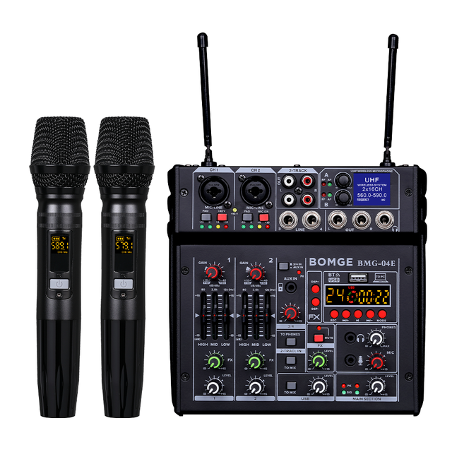 BMG Professional Audio Equipment New 4-Channel Mini Audio Mixer Wireless Microphone for  Version High Sound Cards