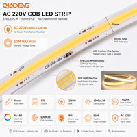 Bande LED COB sans pilote AC 220V 10mm 576 LED 12W 4000K Blanc Neutre IP43 Silicone 50m de long pour plafond encastré