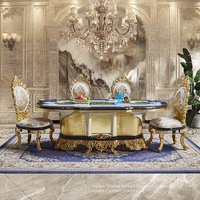 Ensemble Table à Manger Baroque Or Royal Design Européen de Luxe pour Maison Villa Hôtel en Métal pour Salon Salle à Manger Meuble de Maison