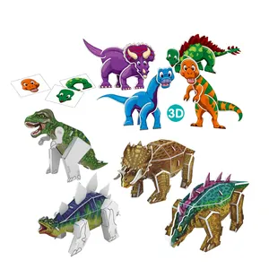 Disegno giocattolo dinosauro eva modello colorazione eps cartone di carta puzzle 3d gioco educativo per bambini