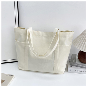 <span class=keywords><strong>Sac</strong></span> fourre-tout en toile de coton 16 oz, grande capacité, robuste, avec fermeture éclair supérieure, personnalisable, écologique et économique, avec poches - Product Image 1