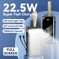Câble de charge rapide intégré 22.5W charge super rapide Micro USB li-polymère 30000mAh affichage LED kit de batterie externe de grande capacité