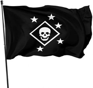 Vibrant Colors and UV Fade Resistance White and Black Marine Raiders <b>Flag</b> for Outdoor Indoor Decoration - Product Image 3