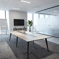 Table de conférence de bureau commerciale de haut niveau, petite et moyenne, design moderne et simple, en mélamine, capacité 12 personnes, résistante aux taches