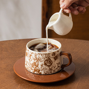 ชุดแก้วกาแฟเซรามิคสไตล์เรโทร พร้อมจานรอง ลายกวางดำ ดีไซน์<span class=keywords><strong>หรู</strong></span>หราแบบวินเทจ  สามารถสกรีนโลโก้ได้ เหมาะสำหรับใช้ในบ้าน สำนักงาน หรือร้านกาแฟ ปลอดภัยต่อการใช้งาน - Product Image 4