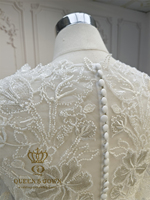QUEENSGOWN élégant Floral perlé dentelle boléro col haut manches longues mariée boléro boutons dos accessoire de mariée