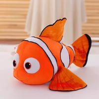 Peluche Clownfish de 25-60 cm, jouet en peluche de dessin animé, poupée en peluche de poisson clown, gros yeux, technique de broderie pour soulager le stress pour les enfants