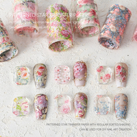 Autocollants de transfert pour nail art : motifs étoiles, roses palais, fleurs et ciel étoilé pour manucure DIY, vente en gros