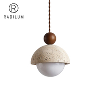 Lampe suspendue minimaliste Wabi-sabi nordique en pierre de travertin cylindrique, production en gros, directement de l'usine, lampe suspendue Palermo