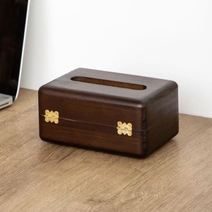 Caja de pañuelos de madera maciza, color nogal, capacidad de 12L, conveniente para almacenamiento en el hogar, oficina y escritorio - Product Image 2