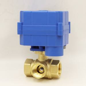 Vanne à bille électrique miniature à couple élevé DN15 en laiton, configuration en T horizontale, fonctionnement manuel ou électrique avec actionneur - Product Image 1