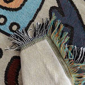 Grosir selimut lempar khusus katun poliester murah selimut tenun sublimasi dengan rumbai Jacquard - Product Image 6