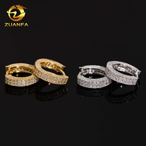 USA Local Stock Pass Diamond Tester 2Row VVS Moissanite Diamond Iced Out <strong>Hoop</strong> Earrings Hip Hop Jewlery 925 <strong>Silver</strong> <strong>Hoop</strong> Men - Product Image 2