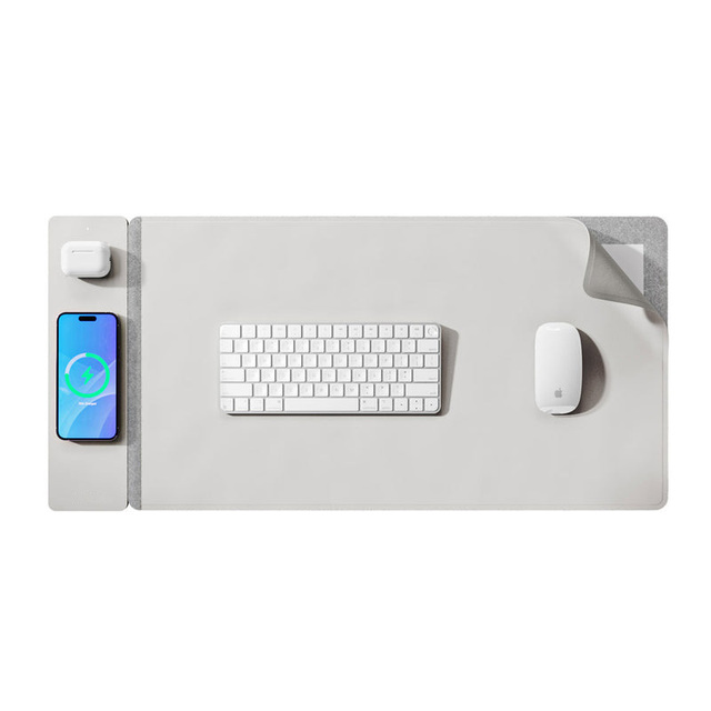 Multifunctional 15W Wireless Charging Desktop Leather Detachable New Mouse Pad Office Desk Mat Large Keyboard Pad for iphone