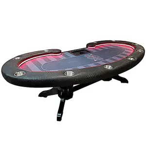 custom modern Kidney Bean Shape high quality poker table LED light /USB 10 player