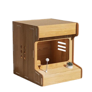 Maison moderne haut de gamme à double couche en carton ondulé, motif animalier avec jouet intégré - Product Image 1
