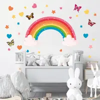 Calcomanías de pared extraíbles para guardería, vinilo de PVC, de mariposa, corazón, estrella, para habitación de niños y niñas