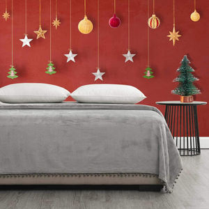 Luxe Throw Blanket Pom Pom flanelle Fleece Soft Fuzzy One-Ply Knitted pour la maison et le pique-nique pour le lit - Product Image 3