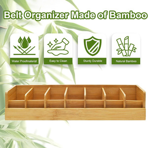 Bamboo 7 Compartment Belt Storage Rack For Men Home <b>Wardrobe</b> Drawer Organizer Durable Standing Type Bedroom Storage - Product Image 2