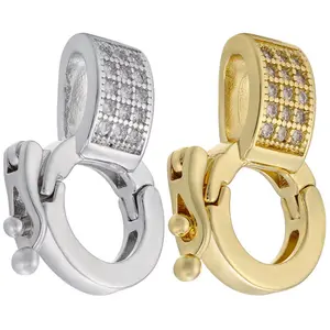 Cz8705 18K Vàng Bạch kim mạ Kim Cương Zircon Clasp Mặt dây chuyền kết nối, CZ mở khóa Clasp khóa bảo lãnh cho mặt dây chuyền