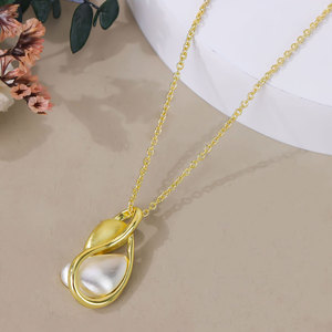 Vintage Italian Elegant Pearl 14k Gold Brass <b>Jewelry</b> <b>Set</b> Crystal Teardrop Necklace Earrings Women For <b>Prom</b> Party - Product Image 4