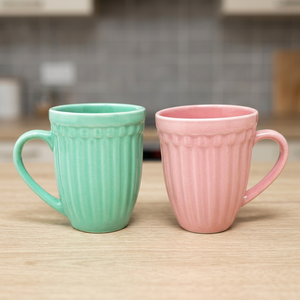 Ceramic Coffee Mug <b>Green</b> Matte Modern Striped Design <b>Microwave</b> & Dishwasher Safe Gift Box Packaging Office Use - Product Image 1