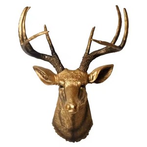 رأس غزلان صناعي عتيق, رأس غزلان صناعي من طراز قديم باللون الأبيض مثبت على الحائط مع قرون - Product Image 4