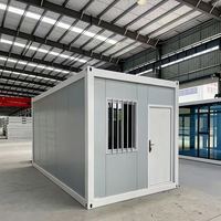 Maison conteneur modulaire pliable de 20 pieds, panneau sandwich, maison préfabriquée, étanche, installation facile, dortoir pour le personnel, bureau, salle de bain, moderne
