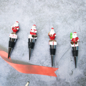 Christmas Santa Claus Resin Metal <b>Wine</b> <b>Stoppers</b> Bottle Gift Packaging Champagne <b>Stopper</b> - Product Image 1