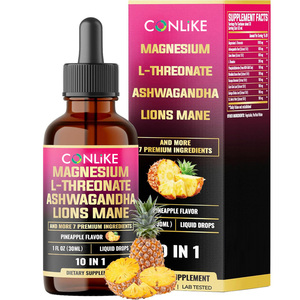 Gouttes liquides de magnésium sauvage OEM, extrait d'ashwagandha, de crinière de <span class=keywords><strong>lion</strong></span>, de ginseng, 99% d'ingrédients actifs, extraits de feuilles d'herbes, aliments santé - Product Image 1