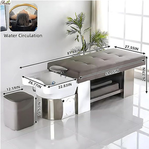 Table de beauté faciale haut de gamme avec cadre en acier inoxydable, lit de massage et de <span class=keywords><strong>shampoing</strong></span> pour spa capillaire avec bassin en céramique - Product Image 4
